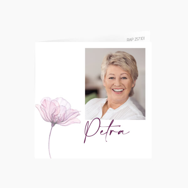 rouwprentje paarse bloem