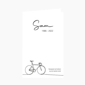 Rouwbrief met koersfiets