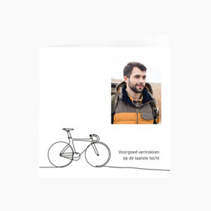 Rouwprentje met koersfiets